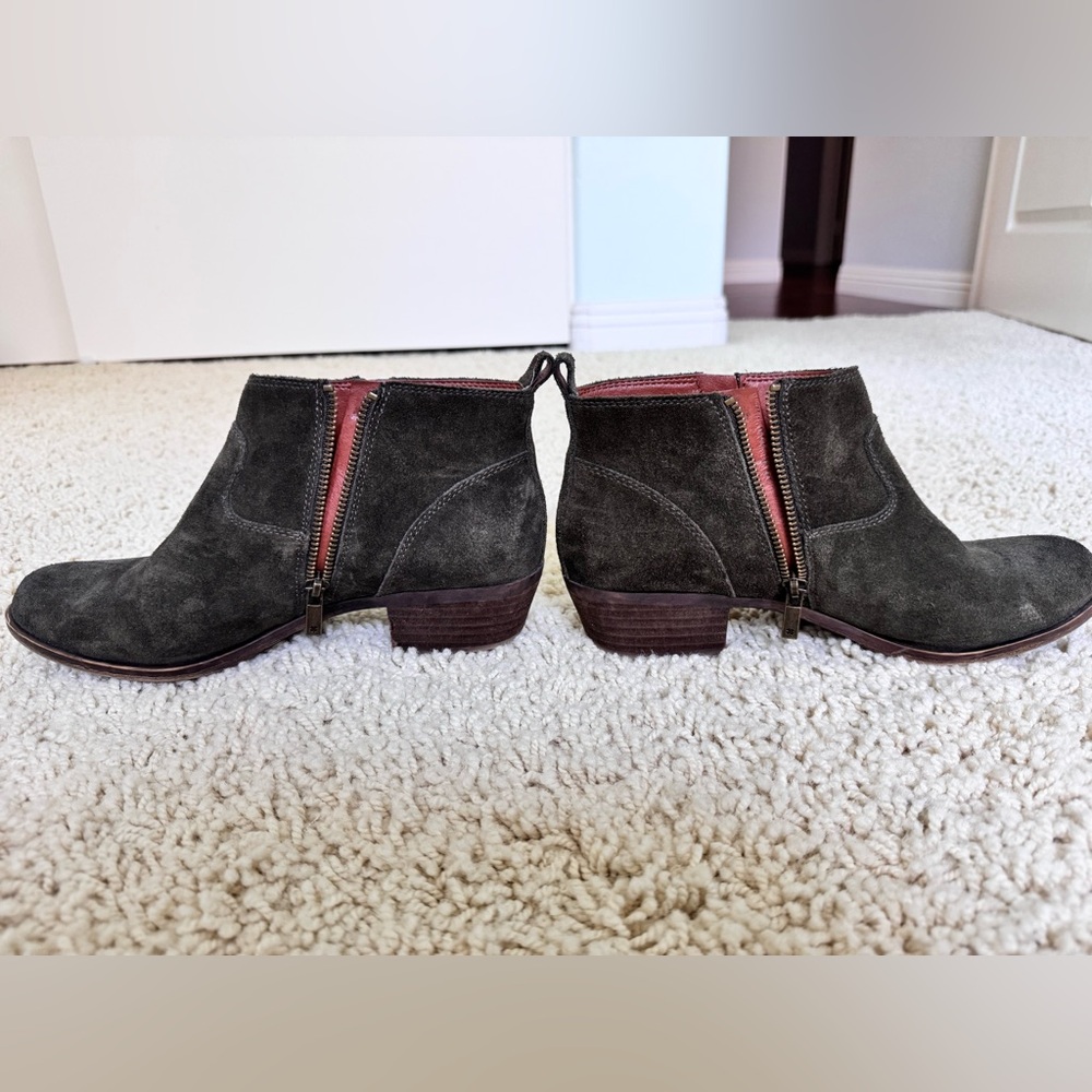Lucky brand green Suede Ankle Boots with Zipper